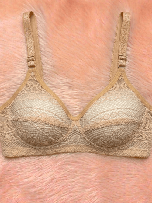 Vareno Wear Skin Beige Lace Non-Padded Full Coverage Bra for Women Pakistan