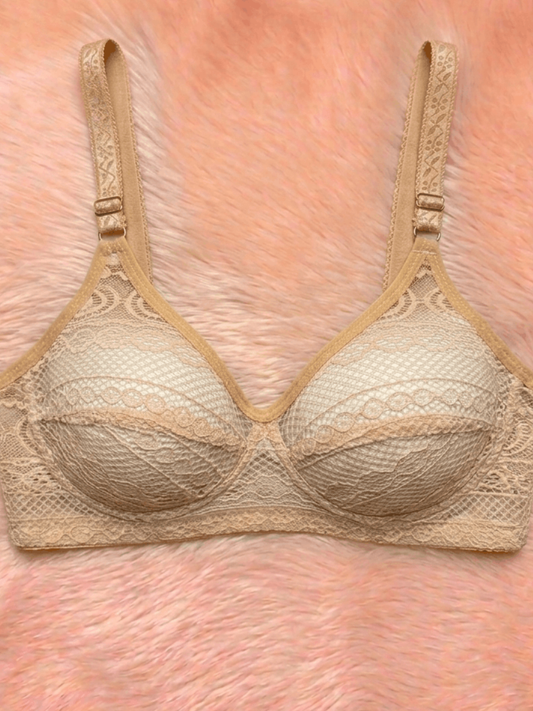 Vareno Wear Skin Beige Lace Non-Padded Full Coverage Bra for Women Pakistan