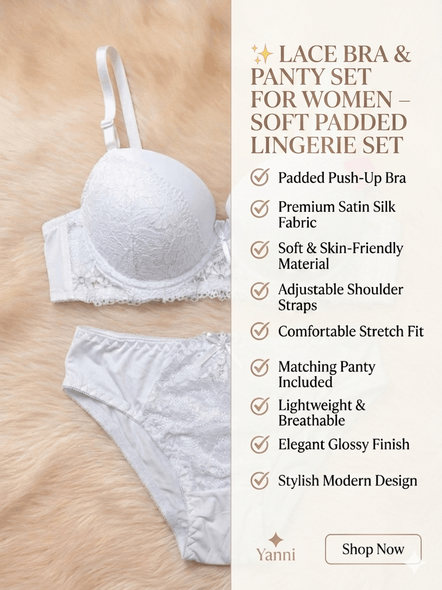 Lace Padded Bra & Panty Set for Women – Soft Lingerie Set | Pakistan
