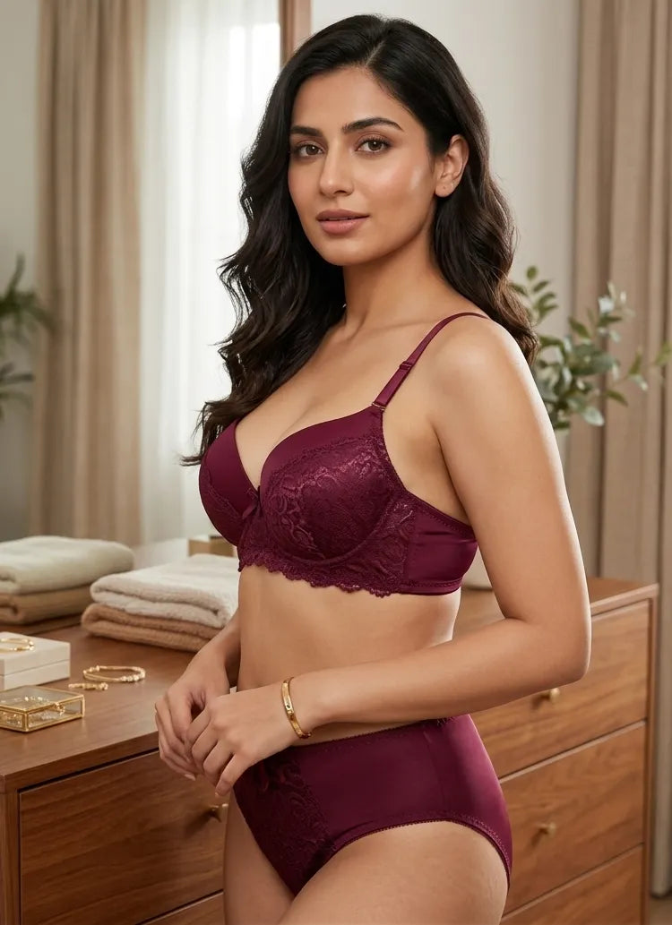 Lace Padded Bra & Panty Set for Women – Soft Lingerie Set | Pakistan